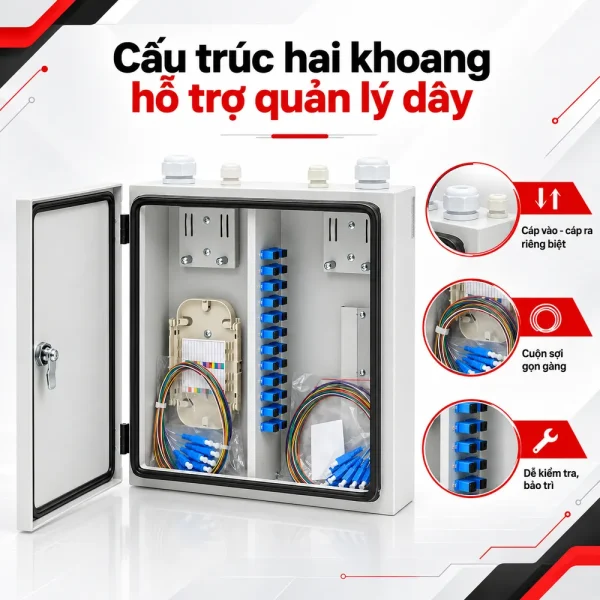 Hộp phối quang ODF 48FO ngoài trời đầy đủ phụ kiện