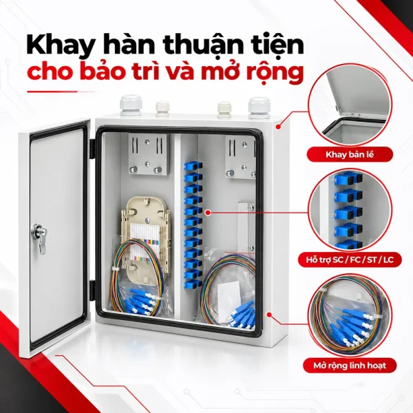 Hộp phối quang ODF 48FO ngoài trời đầy đủ phụ kiện
