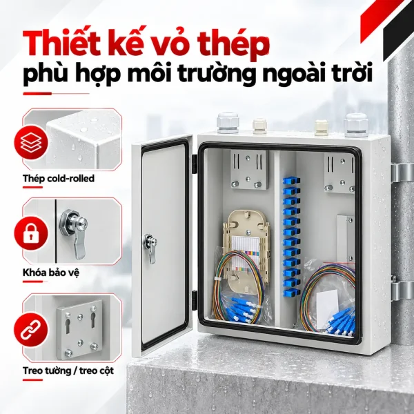 Hộp phối quang ODF 48FO ngoài trời đầy đủ phụ kiện