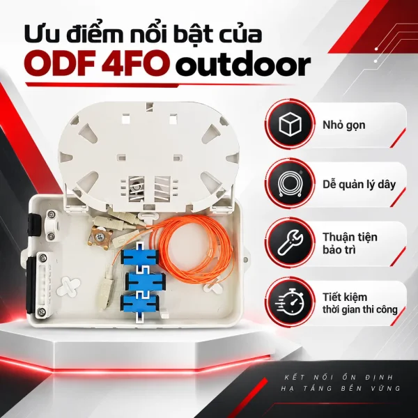 Hộp phối quang ODF 4FO ngoài trời đầy đủ phụ kiện