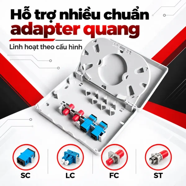 Hộp phối quang ODF 4FO vỏ nhựa trong nhà đầy đủ phụ kiện