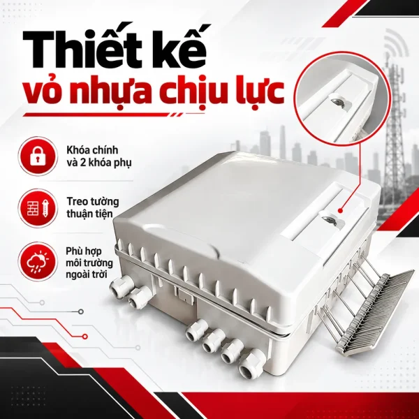 Hộp phối quang ODF 64FO outdoor ngoài trời đầy đủ phụ kiện