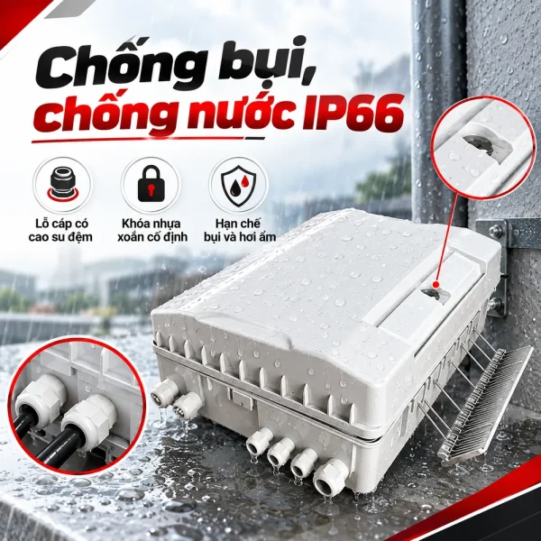 Hộp phối quang ODF 64FO outdoor ngoài trời đầy đủ phụ kiện