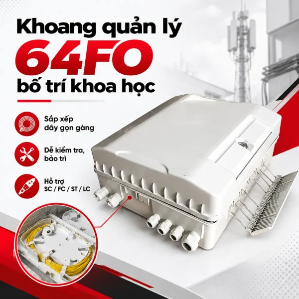 Hộp phối quang ODF 64FO outdoor ngoài trời đầy đủ phụ kiện