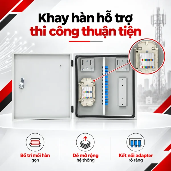 Hộp phối quang ODF 72FO ngoài trời đầy đủ phụ kiện