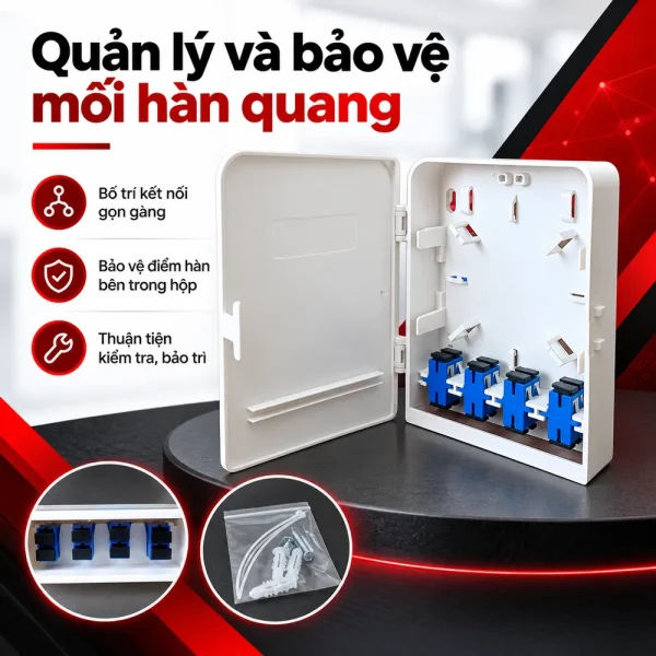 Hộp phối quang ODF 8FO trong nhà đầy đủ phụ kiện