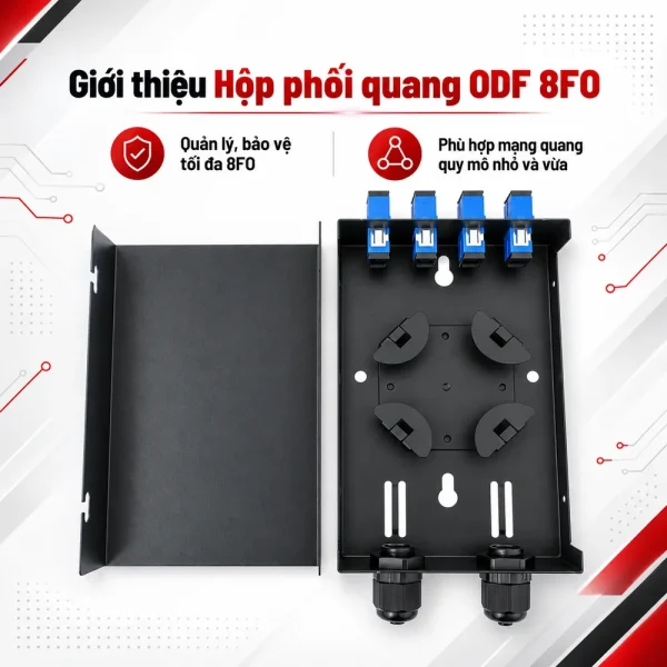 Hộp phối quang ODF 8FO vỏ kim loại treo tường