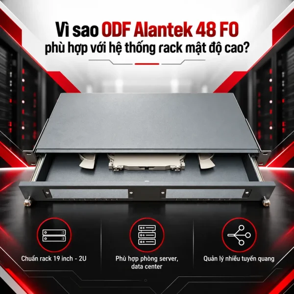 Hộp phối quang ODF Alantek 48 FO khay trượt 306-8R2UBN-0000