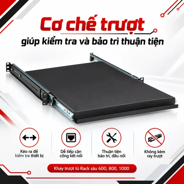 Khay trượt tủ Rack sâu 600, 800, 1000