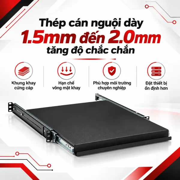 Khay trượt tủ Rack sâu 600, 800, 1000