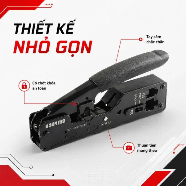 Kìm bấm dây cáp SHIPUCO Cat6a/ Cat7 chuyên dụng RJ11/ RJ12/ RJ45