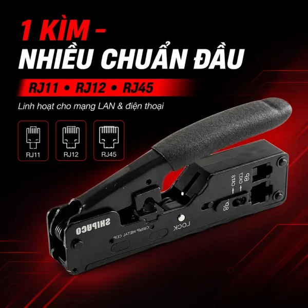 Kìm bấm dây cáp SHIPUCO Cat6a/ Cat7 chuyên dụng RJ11/ RJ12/ RJ45