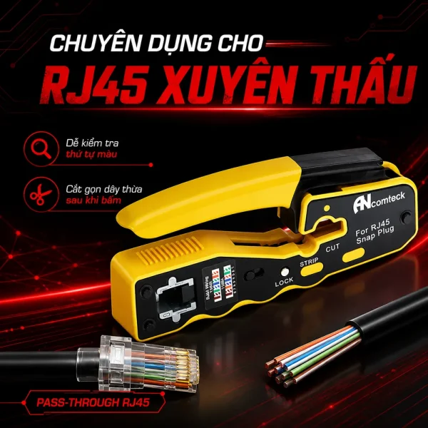 Kìm bấm hạt mạng Ancomteck ACT-TK7066 xuyên thấu RJ45