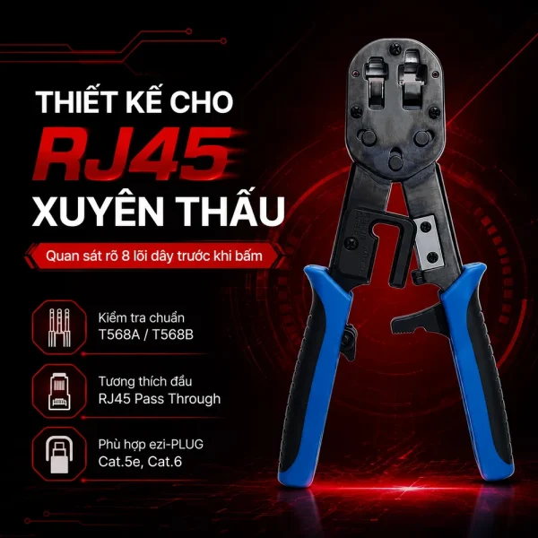 Kìm bấm mạng DINTEK 6102-01021 RJ45 Xuyên Thấu