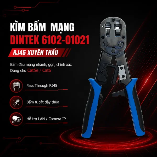 Kìm bấm mạng DINTEK 6102-01021 RJ45 Xuyên Thấu