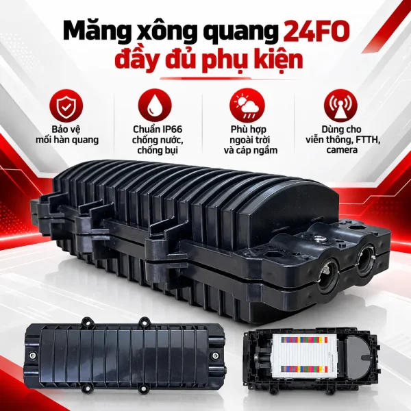 Măng xông quang 24FO đầy đủ phụ kiện