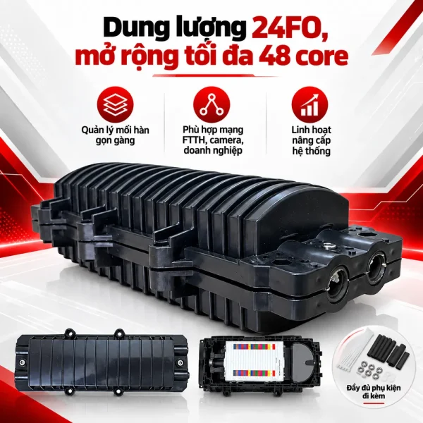 Măng xông quang 24FO đầy đủ phụ kiện