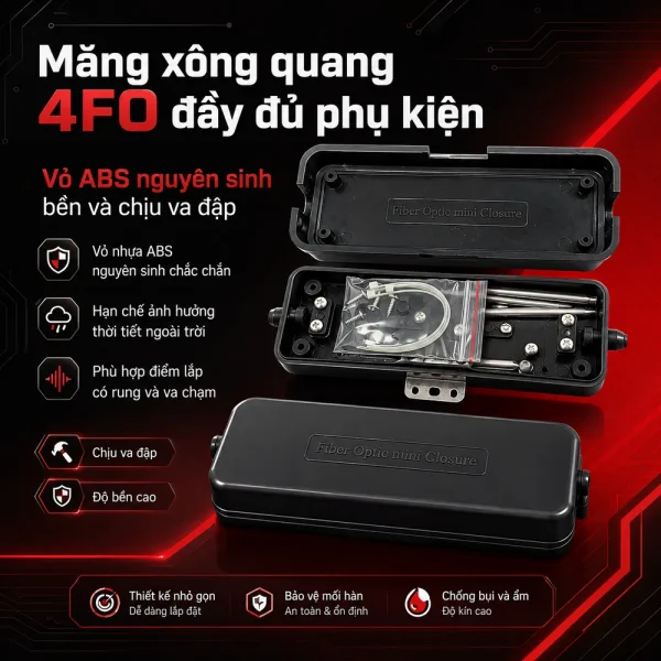 Măng xông quang 4 FO đầy đủ phụ kiện