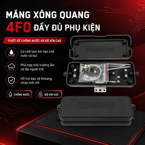 Măng xông quang 4 FO đầy đủ phụ kiện
