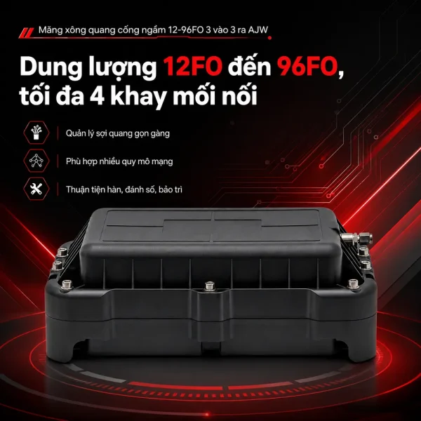 Măng xông quang cống ngầm 12-96FO 3 vào 3 ra AJW