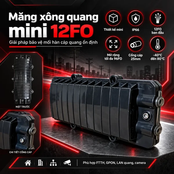 Măng xông quang mini 12FO đầy đủ phụ kiện