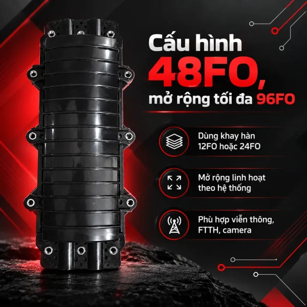 Măng xông quang to 48FO đầy đủ phụ kiện