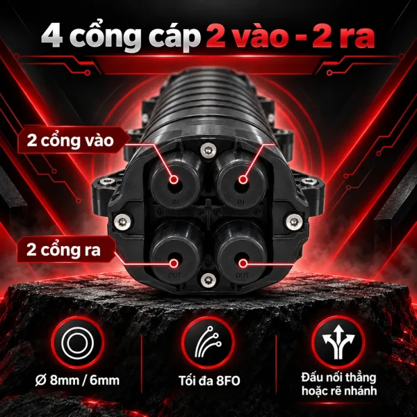 Măng xông quang to 8FO đầy đủ phụ kiện