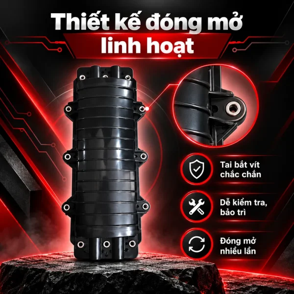 Măng xông quang to 8FO đầy đủ phụ kiện