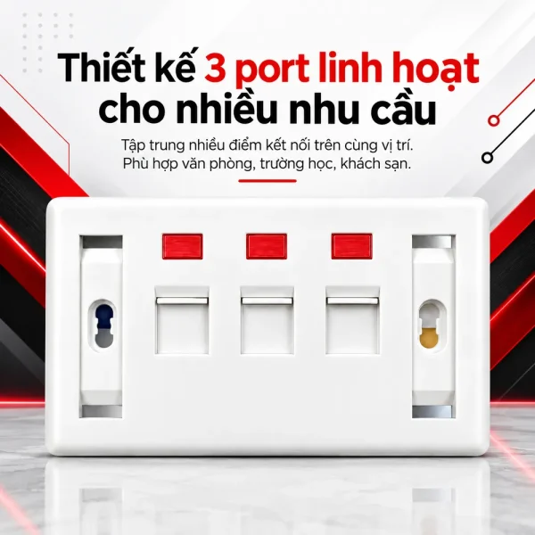 Mặt ổ cắm mạng âm tường COMMSCOPE/AMP 3 port chính hãng