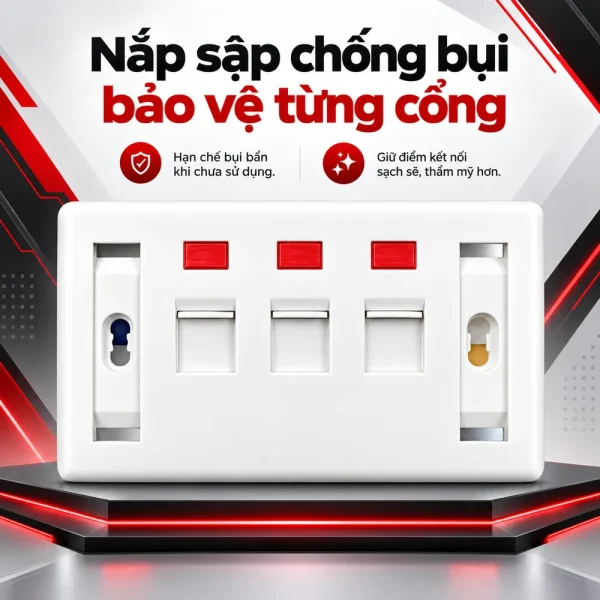 Mặt ổ cắm mạng âm tường COMMSCOPE/AMP 3 port chính hãng