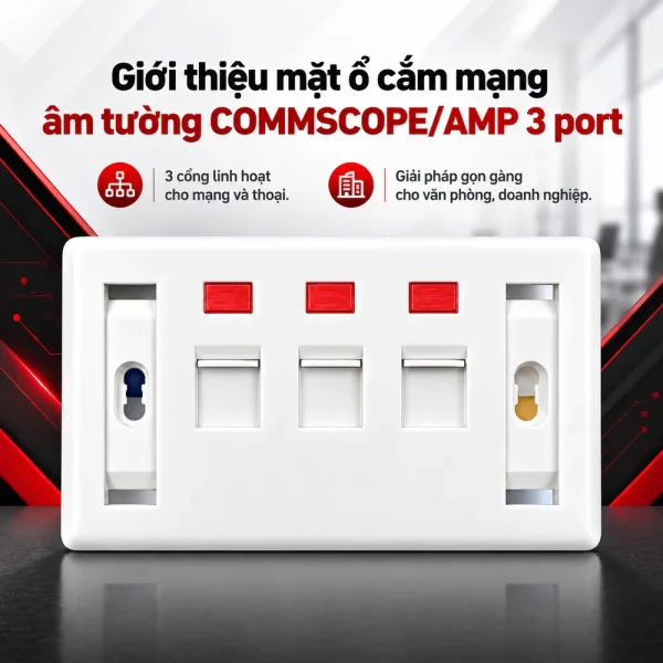 Mặt ổ cắm mạng âm tường COMMSCOPE/AMP 3 port chính hãng