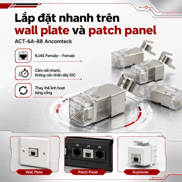 Nhân mạng RJ45 CAT6A STP ACT-6A-88 Ancomteck có chống nhiễu