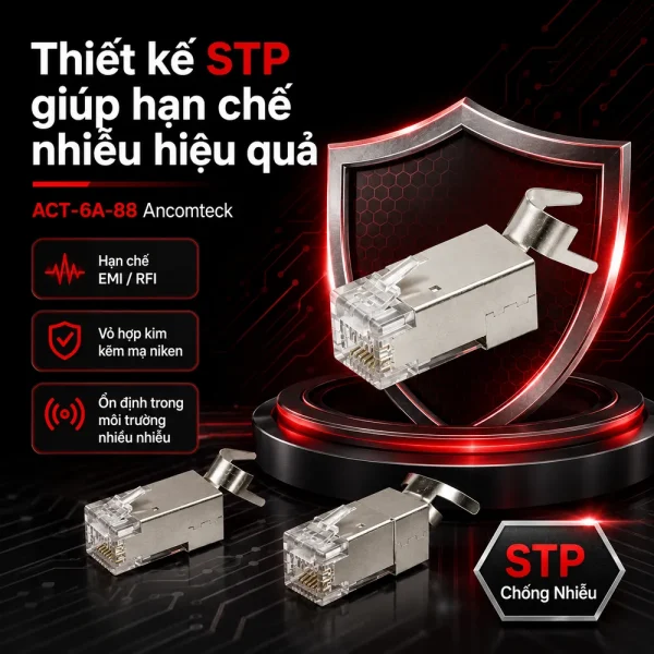 Nhân mạng RJ45 CAT6A STP ACT-6A-88 Ancomteck có chống nhiễu