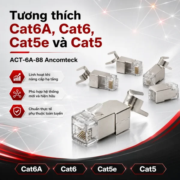 Nhân mạng RJ45 CAT6A STP ACT-6A-88 Ancomteck có chống nhiễu