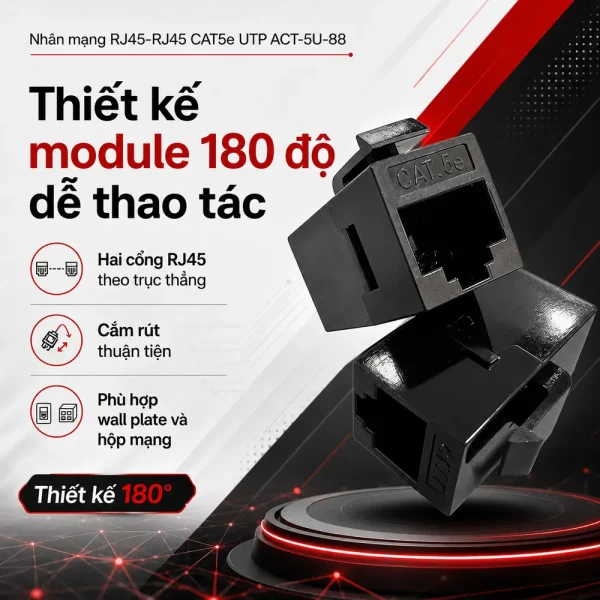 Nhân mạng RJ45-RJ45 CAT5e UTP ACT-5U-88 Ancomteck không chống nhiễu