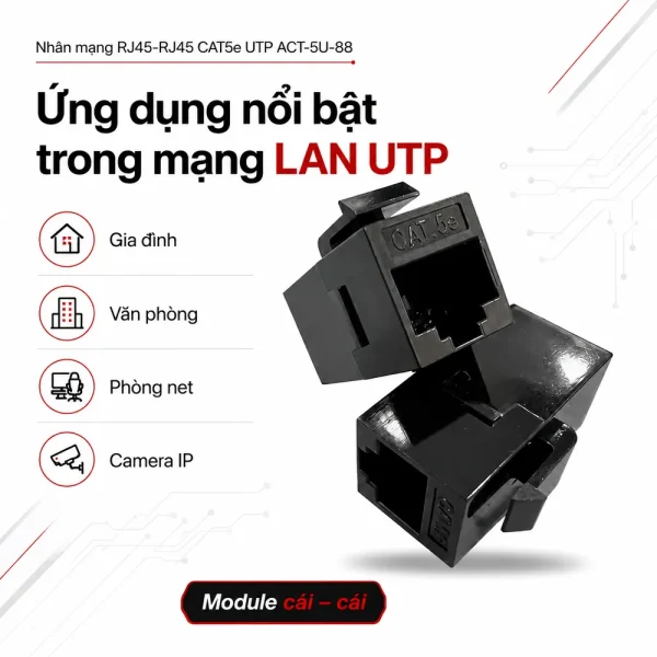 Nhân mạng RJ45-RJ45 CAT5e UTP ACT-5U-88 Ancomteck không chống nhiễu