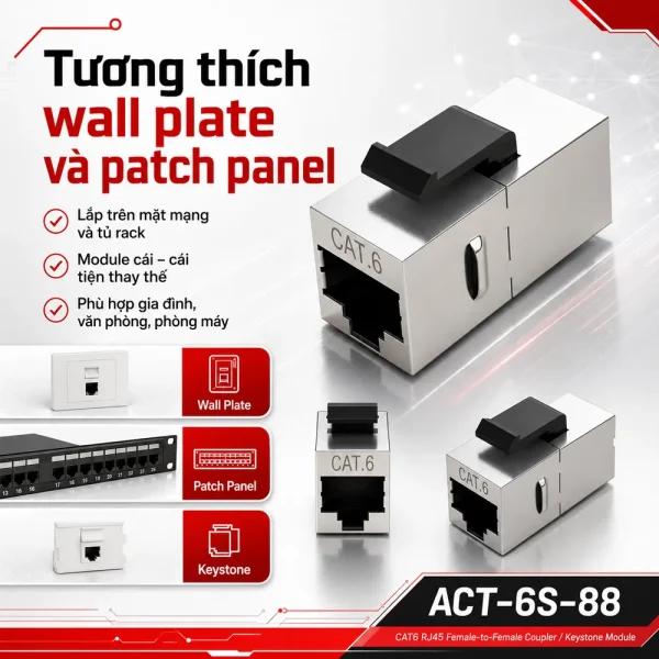 Nhân mạng RJ45-RJ45 CAT6 STP ACT-6S-88 Ancomteck không chống nhiễu