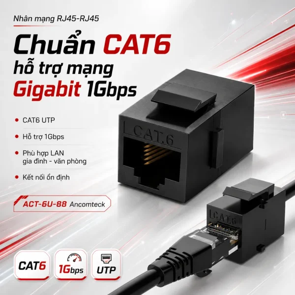Nhân mạng RJ45-RJ45 CAT6 UTP ACT- 6U-88 Ancomteck không chống nhiễu