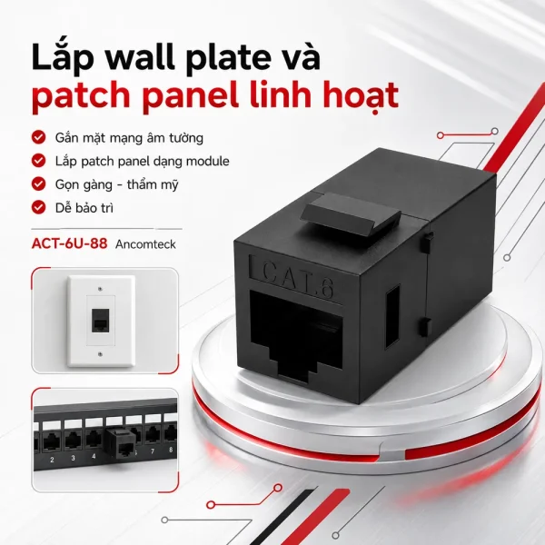 Nhân mạng RJ45-RJ45 CAT6 UTP ACT- 6U-88 Ancomteck không chống nhiễu