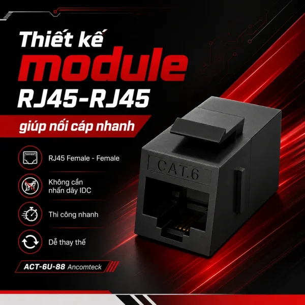 Nhân mạng RJ45-RJ45 CAT6 UTP ACT- 6U-88 Ancomteck không chống nhiễu