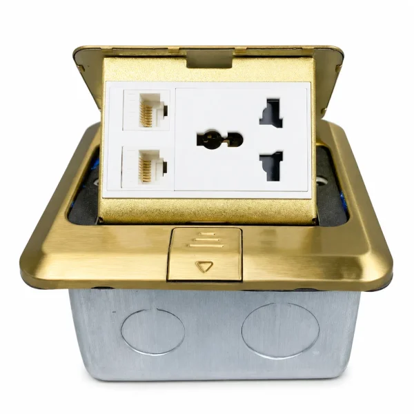 Ổ cắm điện âm sàn 1 ổ 3 chấu + 2 ổ mạng LAN Tenko TK-J02-22 Màu Vàng