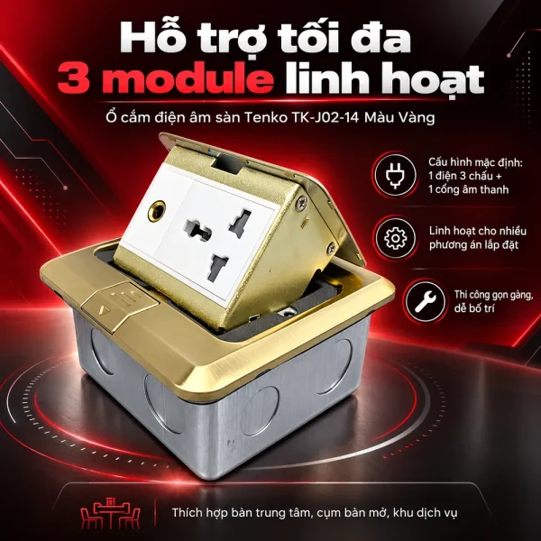 Ổ cắm điện âm sàn Tenko TK-J02-14 Màu Vàng