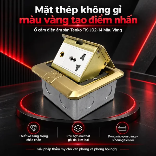 Ổ cắm điện âm sàn Tenko TK-J02-14 Màu Vàng
