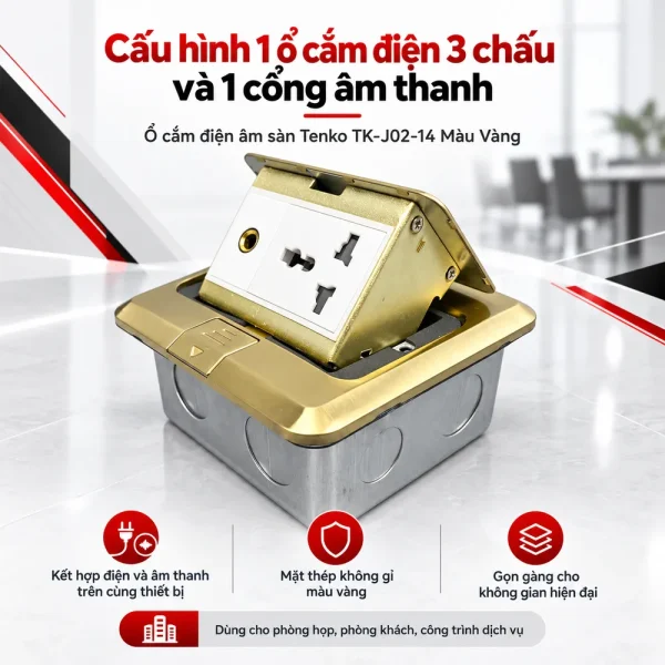 Ổ cắm điện âm sàn Tenko TK-J02-14 Màu Vàng