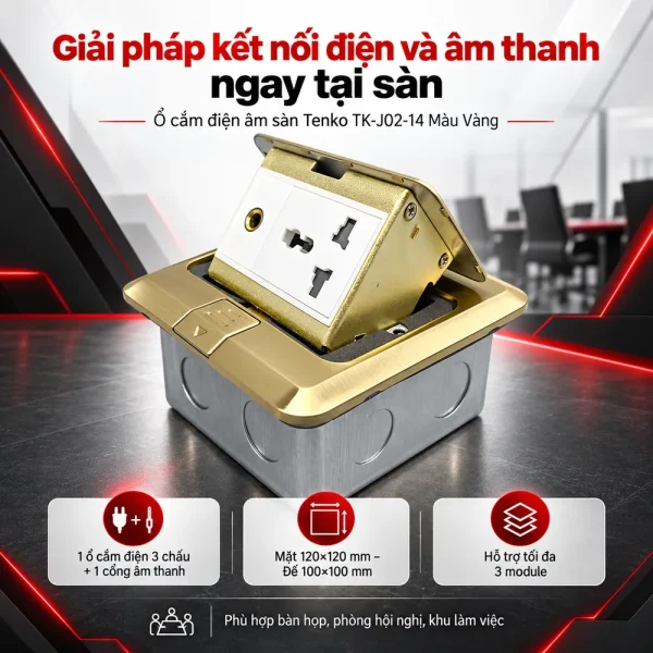 Ổ cắm điện âm sàn Tenko TK-J02-14 Màu Vàng