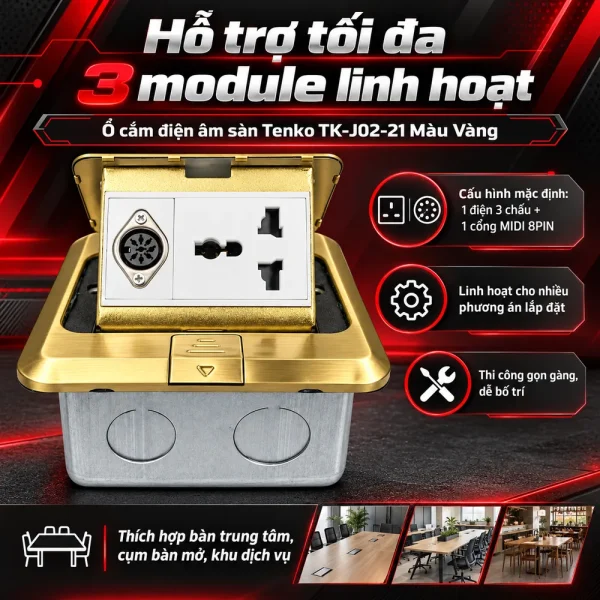 Ổ cắm điện âm sàn Tenko TK-J02-21 Màu Vàng
