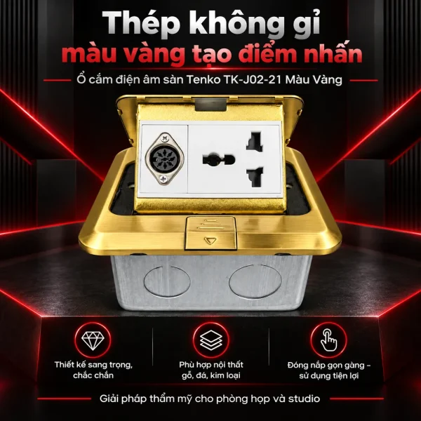 Ổ cắm điện âm sàn Tenko TK-J02-21 Màu Vàng