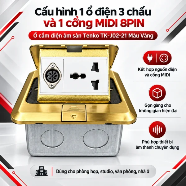 Ổ cắm điện âm sàn Tenko TK-J02-21 Màu Vàng