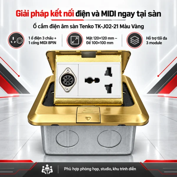 Ổ cắm điện âm sàn Tenko TK-J02-21 Màu Vàng