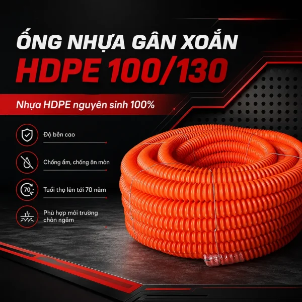 Ống nhựa gân xoắn HDPE 100/130